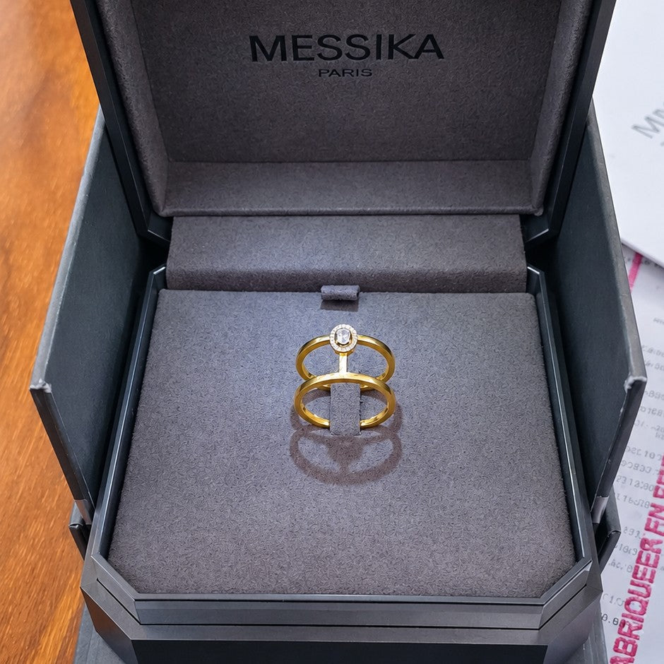 Bague MESSIKA Glam'Azone 2 rangs en or jaune 18 carats et diamants - T52